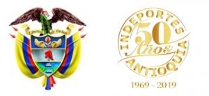 logo 50 annos Indeportes Antioquia